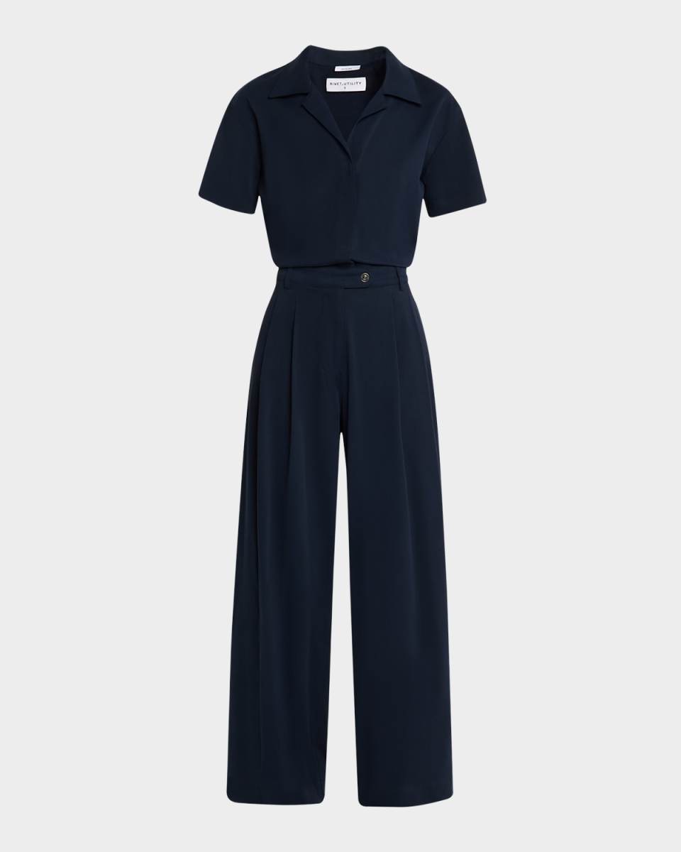 Stylist Wide-Leg Twill Jumpsuit